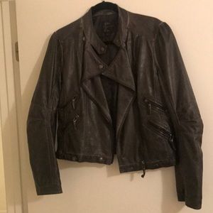 Black/grey leather jacket
